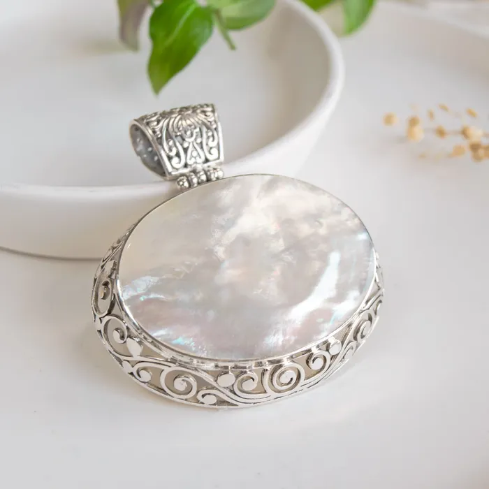 Elisa Ilana Necklaces 2x2 Sterling Silver Oval Pendant