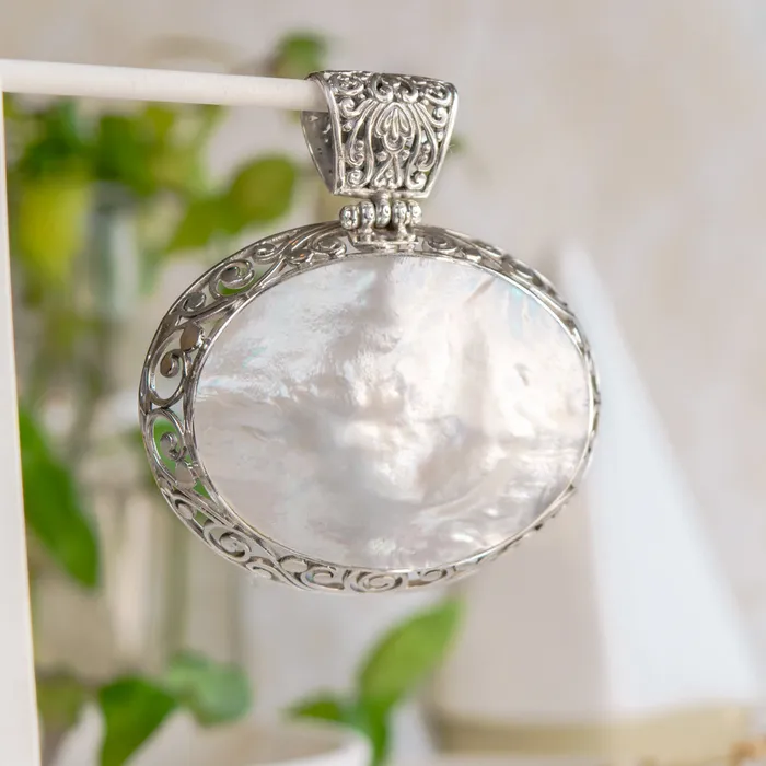 Elisa Ilana Necklaces 2x2 Sterling Silver Oval Pendant