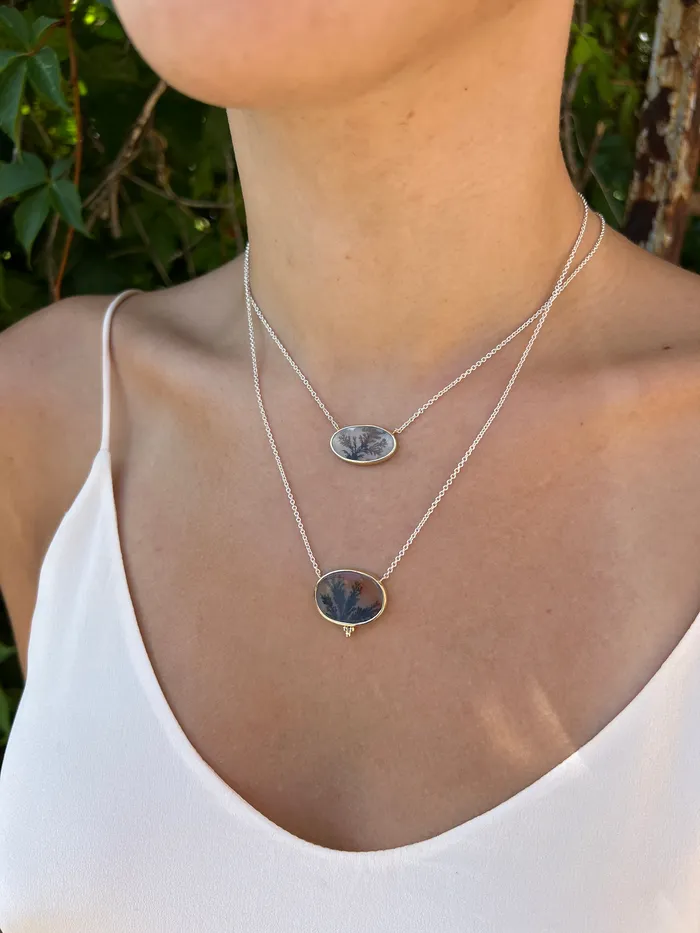Emily Amey Jewelry Necklaces 14k SS Delicate Dendritic Agate necklace