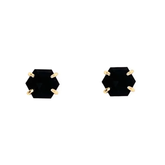 Emily Amey Jewelry Rings Gemstone Hexagon studs in Sterling silver or 14k gold