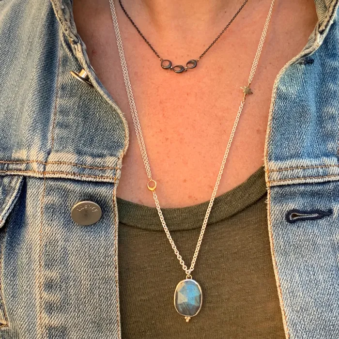 Emily Amey Jewelry Rosecut Labradorite Necklace in sterling silver Necklaces