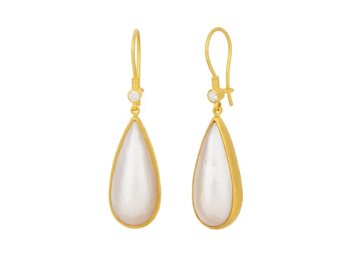 GG GOLD OOAK Earrings GURHAN Oyster Gold Pearl Single Drop Earrings 28x13mm Teardrop on Wire Hook GG GOLD OOAK Earrings GURHAN Oyster Gold Pearl Single Drop Earrings 28x13mm Teardrop on Wire Hook