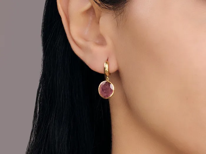 GG GOLD OOAK Earrings GURHAN Prism Gold Tourmaline Single Drop Earrings 11mm Round Stone on Huggie Hoop Top GG GOLD OOAK Earrings GURHAN Prism Gold Tourmaline Single Drop Earrings 11mm Round Stone on Huggie Hoop Top
