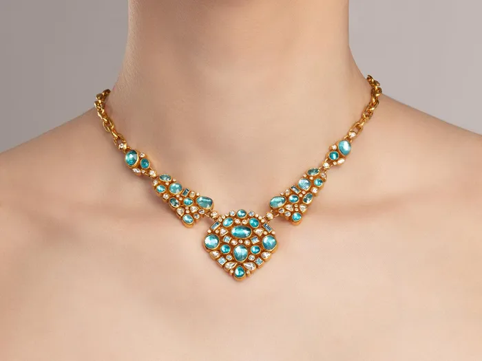 GG GOLD OOAK GURHAN Pointelle Gold Mixed Stone Bib Short Necklace Mixed Shaped Cluster Elements Necklaces GG GOLD OOAK GURHAN Pointelle Gold Mixed Stone Bib Short Necklace Mixed Shaped Cluster Elements Necklaces