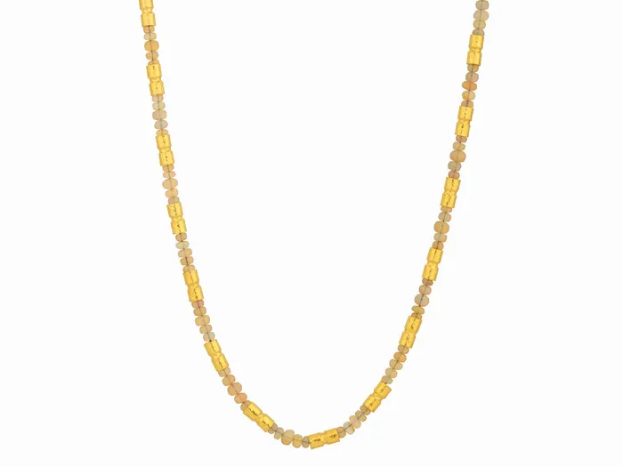 GG GOLD OOAK Necklaces GURHAN Vertigo Gold Opal Beaded Short Necklace Hammered Barrel Tubes GG GOLD OOAK Necklaces GURHAN Vertigo Gold Opal Beaded Short Necklace Hammered Barrel Tubes