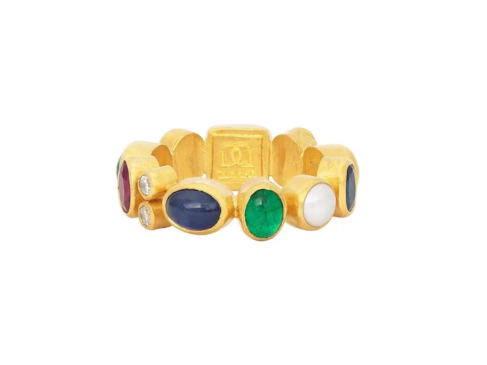GG GOLD OOAK Rings GURHAN Rune Gold Mixed Stone All Around Band Ring Mixed Shapes