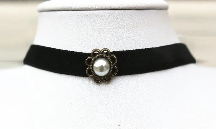 Gothic Simulated Pearl Pendant Choker Necklace sparklingselections Necklaces Gothic Simulated Pearl Pendant Choker Necklace sparklingselections Necklaces