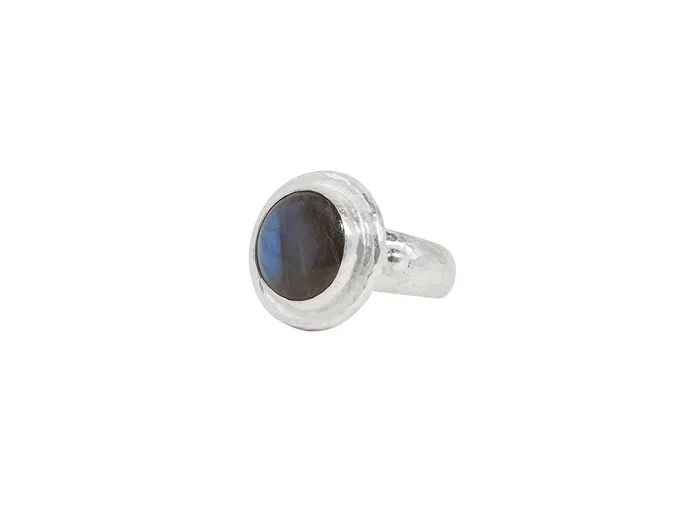GURHAN Galapagos Sterling Silver Labradorite Cocktail Ring 15mm Round Stone set in Wide Frame Gold Accents GG SILVER CLR Rings GURHAN Galapagos Sterling Silver Labradorite Cocktail Ring 15mm Round Stone set in Wide Frame Gold Accents GG SILVER CLR Rings