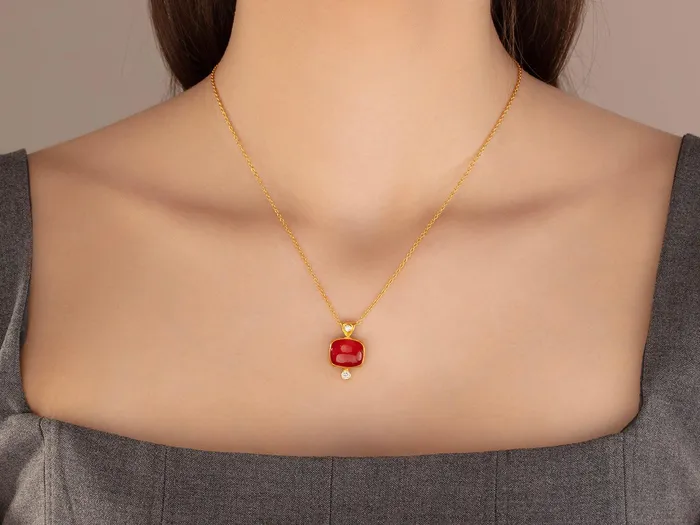 GURHAN Rune Gold Carnelian Pendant Necklace 14x12mm Rectangle GG GOLD OOAK Necklaces GURHAN Rune Gold Carnelian Pendant Necklace 14x12mm Rectangle GG GOLD OOAK Necklaces