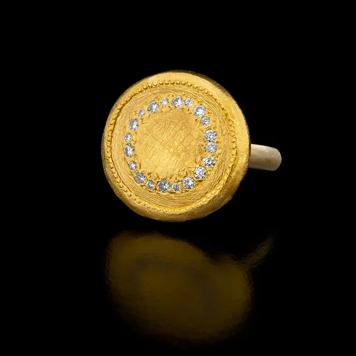 Gzahav A gold Dome with Crown Diamonds ring Rings
