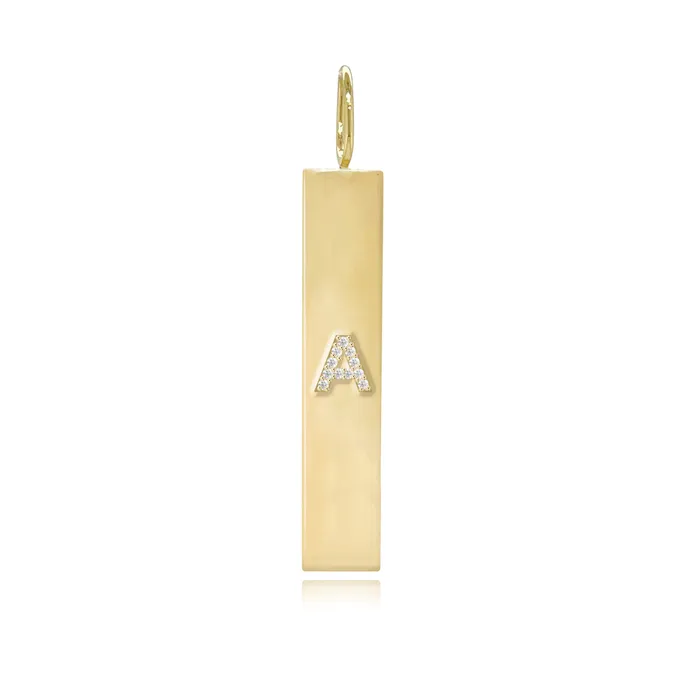 Initial Pave Plate Charm Alev Collection Charm Necklaces