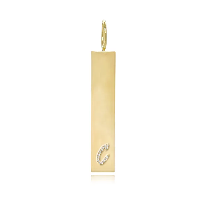 Initial Pave Plate Charm Alev Collection Charm Necklaces