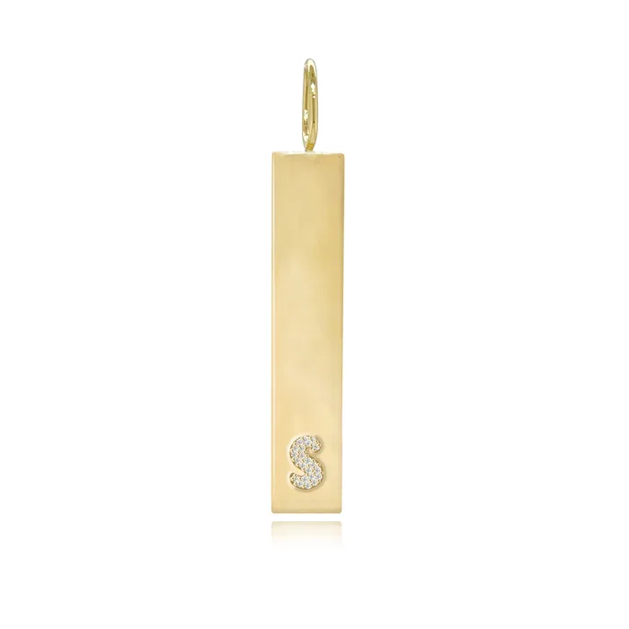 Initial Pave Plate Charm Alev Collection Charm Necklaces