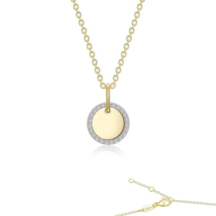 Lafonn Necklaces TR Gold Round Disc Pendant Necklace