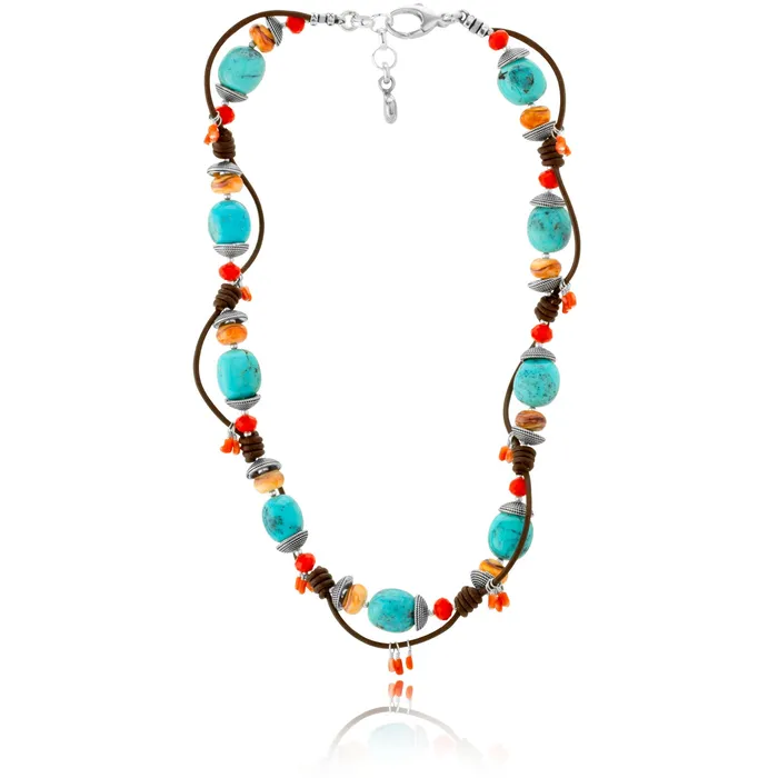 Necklaces Elisa Ilana Leather Turquoise Necklace Necklaces Elisa Ilana Leather Turquoise Necklace