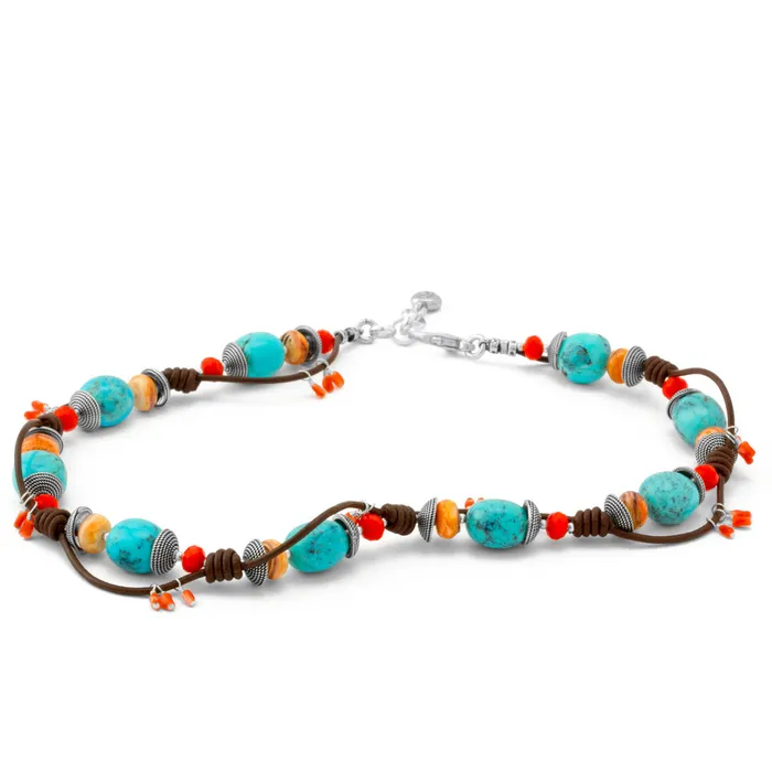 Necklaces Elisa Ilana Leather Turquoise Necklace Necklaces Elisa Ilana Leather Turquoise Necklace