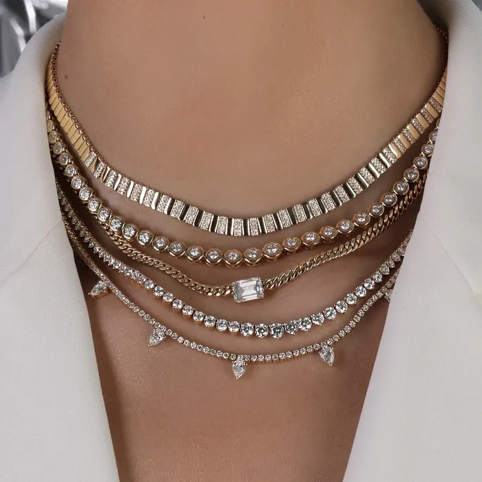 Necklaces Graduated Diamond Tennis Necklace Alev Collection