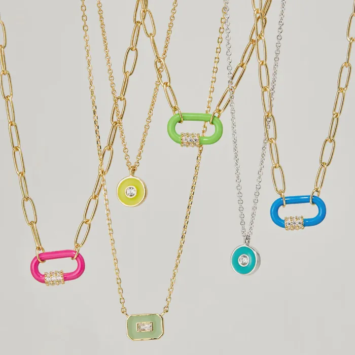 Necklaces Neon Nights Enamel Carabiner Gold Necklace Ania Haie