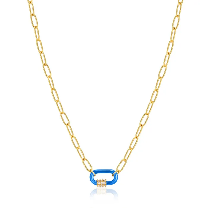 Necklaces Neon Nights Enamel Carabiner Gold Necklace Ania Haie