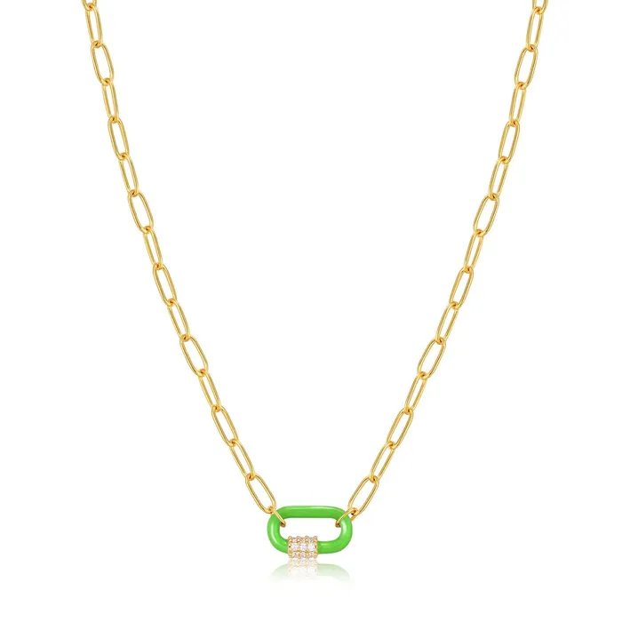 Necklaces Neon Nights Enamel Carabiner Gold Necklace Ania Haie