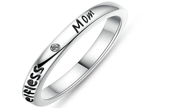 Necklaces sparklingselections Silver Stackable Mom Rings for Women