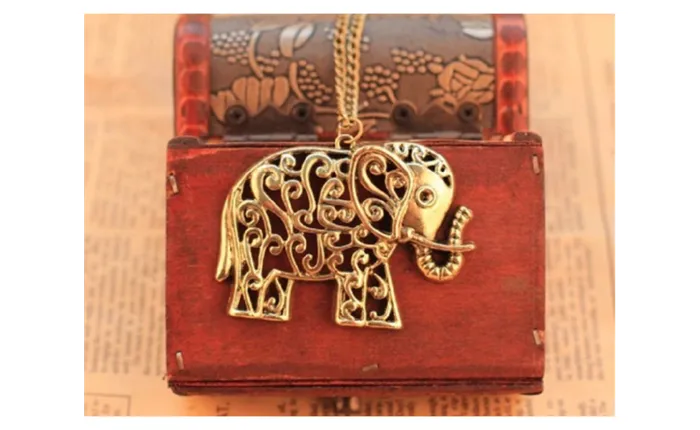 Necklaces sparklingselections Vintage Charm Hollow Sweater Chain Elephant Pendant Necklace Necklaces sparklingselections Vintage Charm Hollow Sweater Chain Elephant Pendant Necklace
