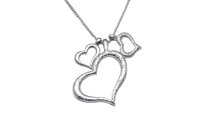 Necklaces sparklingselections White Silver Three Heart Pendant Necklace For Women Necklaces sparklingselections White Silver Three Heart Pendant Necklace For Women