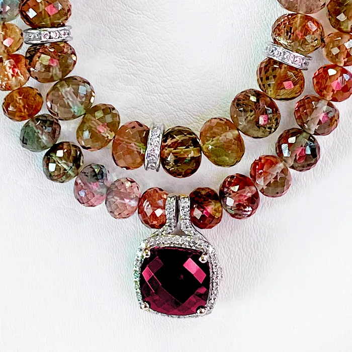 Necklaces Tourmaline Necklace with Rhodolite Garnet Pendant Elisa Ilana Necklaces Tourmaline Necklace with Rhodolite Garnet Pendant Elisa Ilana