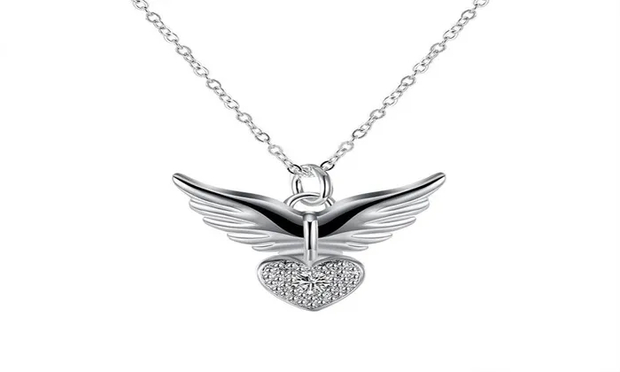 New Design Silver Color Wings Heart Pendant Necklace sparklingselections Necklaces New Design Silver Color Wings Heart Pendant Necklace sparklingselections Necklaces