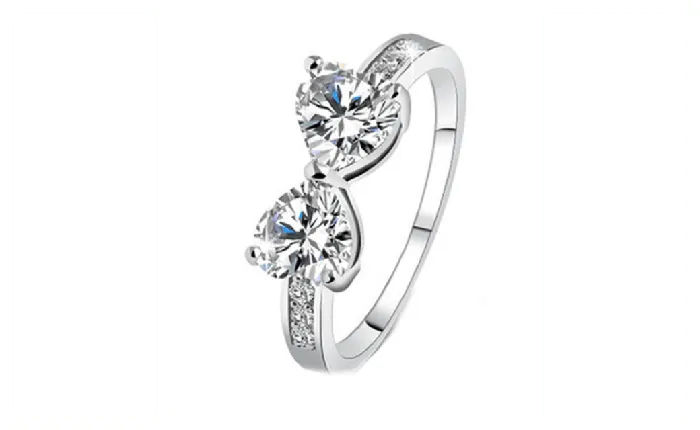 Platinum Plated Elegant Finger Bow Crystal Ring For Women Sparkling Selections Rings Platinum Plated Elegant Finger Bow Crystal Ring For Women Sparkling Selections Rings