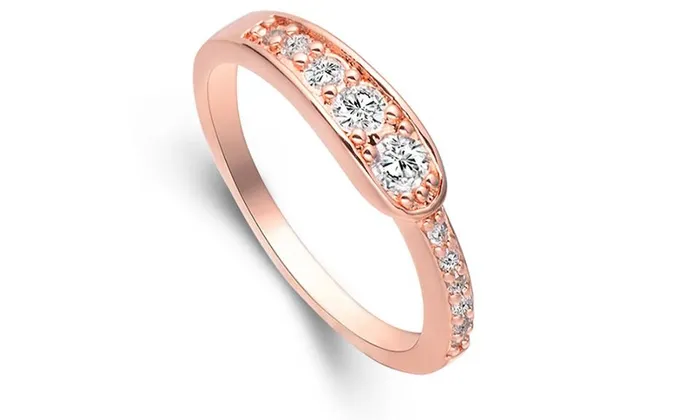 Rings sparklingselections Cubic Zircon Rose Gold Color Silver Ring
