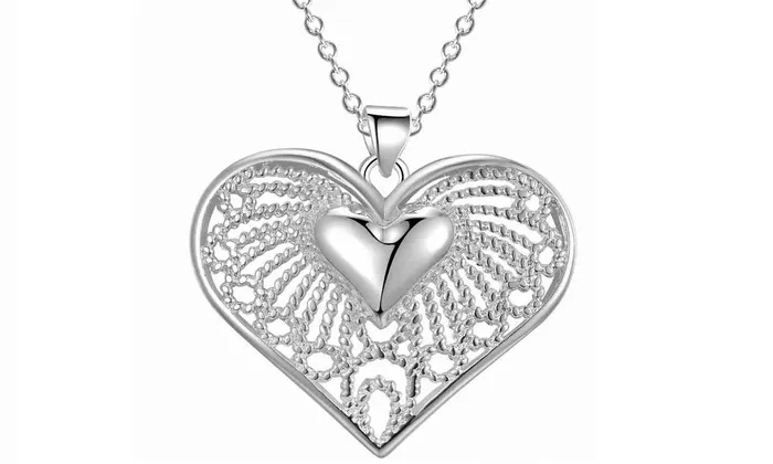 Silver Heart Pendant Necklace For Women sparklingselections Necklaces