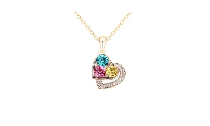 sparklingselections Necklaces Romantic Heart Design Gold Plated Crystal Pendants Necklace For Women sparklingselections Necklaces Romantic Heart Design Gold Plated Crystal Pendants Necklace For Women