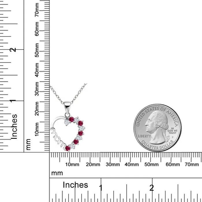 sparklingselections Necklaces White Sapphire Created Ruby HeartShaped Jewelry Pendant sparklingselections Necklaces White Sapphire Created Ruby HeartShaped Jewelry Pendant