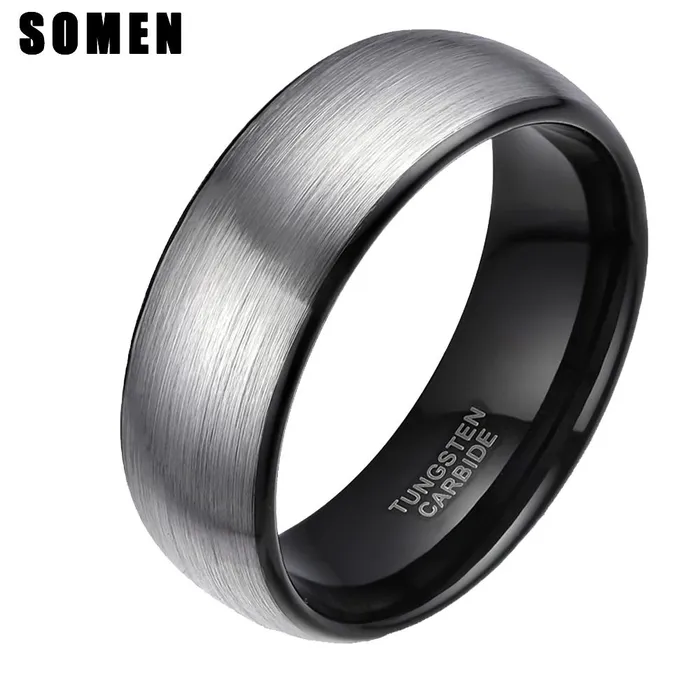 sparklingselections Rings Vintage Mens Tungsten Carbide Ring Black Inlay Wedding Band 8 mm sparklingselections Rings Vintage Mens Tungsten Carbide Ring Black Inlay Wedding Band 8 mm