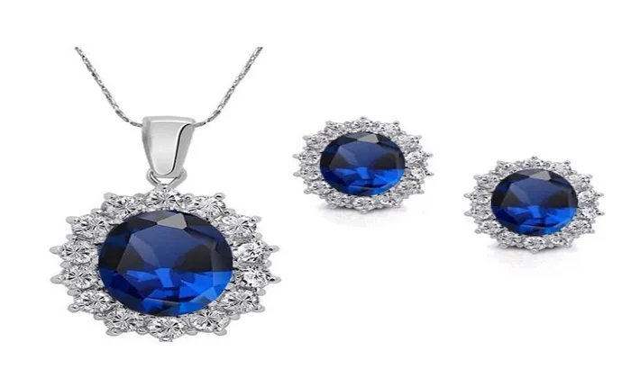 sparklingselections Vintage Blue Crystal Stone Women Earrings With Necklace Jewelry Sets Necklaces sparklingselections Vintage Blue Crystal Stone Women Earrings With Necklace Jewelry Sets Necklaces