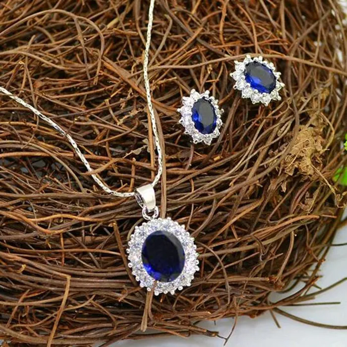 sparklingselections Vintage Blue Crystal Stone Women Earrings With Necklace Jewelry Sets Necklaces sparklingselections Vintage Blue Crystal Stone Women Earrings With Necklace Jewelry Sets Necklaces