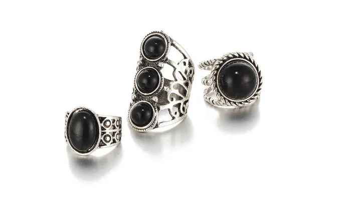 sparklingselections Vintage Tibetan Turkish 3pcs Ring Set for Women Adjustable Rings sparklingselections Vintage Tibetan Turkish 3pcs Ring Set for Women Adjustable Rings