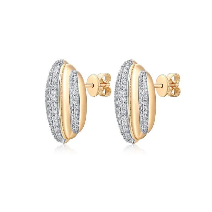 Three Diamond Row Pave Dome Earring Alev Jewelry Earrings