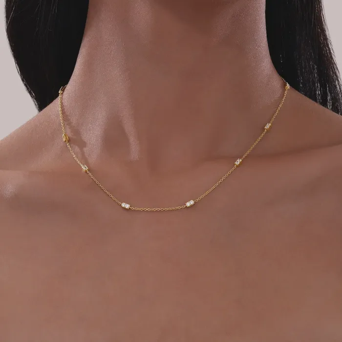 TR Gold Adjustable Station Necklace 18 Lafonn Necklaces