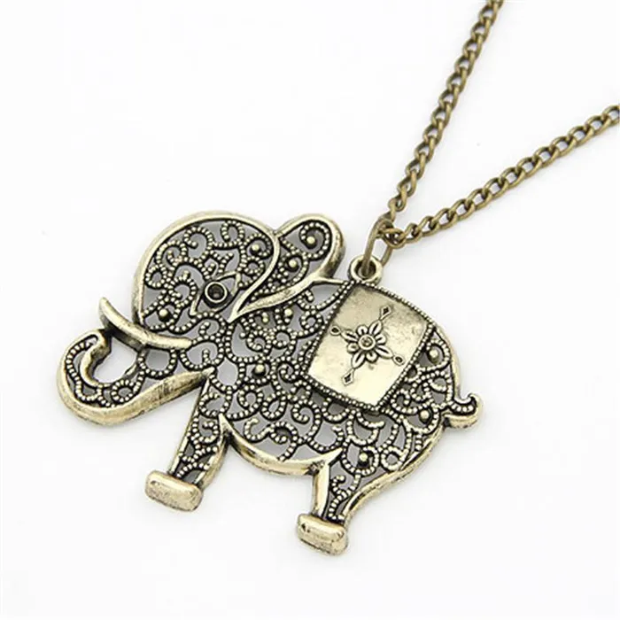 Women Cute Vintage Retro Charms Hollow Out Elephant Metal Necklace sparklingselections Necklaces Women Cute Vintage Retro Charms Hollow Out Elephant Metal Necklace sparklingselections Necklaces