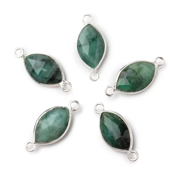 14x9mm Sterling Silver Bezel Emerald Faceted Marquise Connector 1 piece Beadsofcambaycom Rings 14x9mm Sterling Silver Bezel Emerald Faceted Marquise Connector 1 piece Beadsofcambaycom Rings