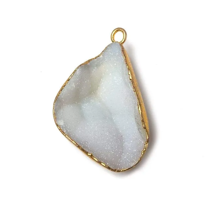 30x21x9mm 22kt Gold Leaf Edged White Drusy Focal Pendant 1 piece Beadsofcambaycom Necklaces 30x21x9mm 22kt Gold Leaf Edged White Drusy Focal Pendant 1 piece Beadsofcambaycom Necklaces
