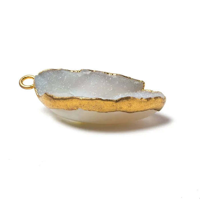 30x21x9mm 22kt Gold Leaf Edged White Drusy Focal Pendant 1 piece Beadsofcambaycom Necklaces 30x21x9mm 22kt Gold Leaf Edged White Drusy Focal Pendant 1 piece Beadsofcambaycom Necklaces