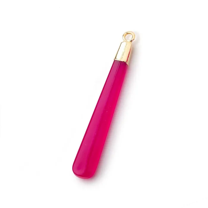 40x6mm Gold Leafed Berry Pink Chalcedony Pear Pendant 1 focal piece Beadsofcambaycom Necklaces 40x6mm Gold Leafed Berry Pink Chalcedony Pear Pendant 1 focal piece Beadsofcambaycom Necklaces