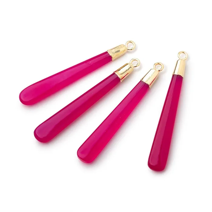 40x6mm Gold Leafed Berry Pink Chalcedony Pear Pendant 1 focal piece Beadsofcambaycom Necklaces 40x6mm Gold Leafed Berry Pink Chalcedony Pear Pendant 1 focal piece Beadsofcambaycom Necklaces
