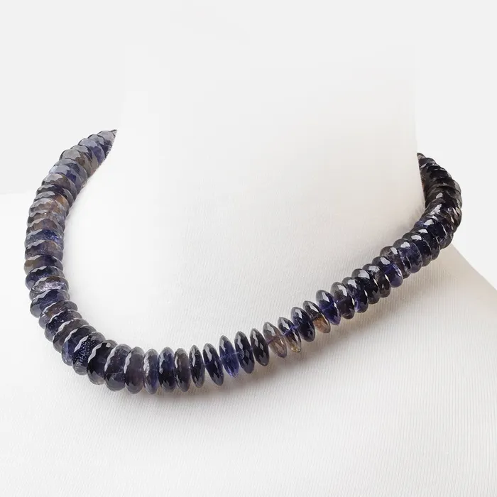 Beadsofcambaycom Necklaces Iolite German Faceted Rondelle Necklace with a 14kt Gold Clasp AA Beadsofcambaycom Necklaces Iolite German Faceted Rondelle Necklace with a 14kt Gold Clasp AA
