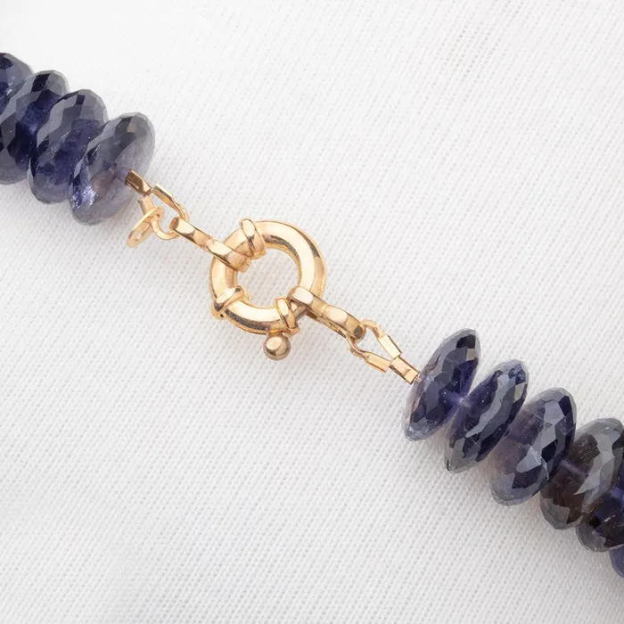 Beadsofcambaycom Necklaces Iolite German Faceted Rondelle Necklace with a 14kt Gold Clasp AA Beadsofcambaycom Necklaces Iolite German Faceted Rondelle Necklace with a 14kt Gold Clasp AA