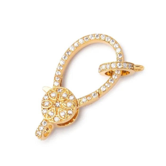 Beadsofcambaycom Rings 30x15mm Vermeil Pave CZ Lobster Clasp with CZ Ring 1 piece Beadsofcambaycom Rings 30x15mm Vermeil Pave CZ Lobster Clasp with CZ Ring 1 piece