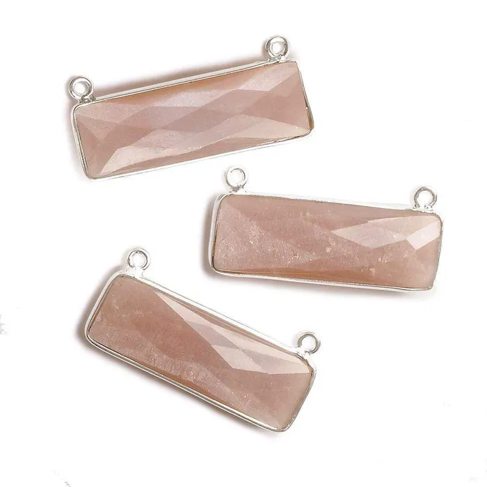 Beadsofcambaycom Rings 31x11mm Silver Bezel Peach Moonstone Bar 2 ring Connector East West 1 pc Beadsofcambaycom Rings 31x11mm Silver Bezel Peach Moonstone Bar 2 ring Connector East West 1 pc